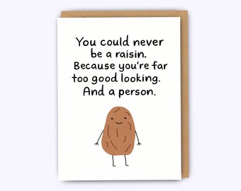 Funny birthday card, Raisin, funny anniversary card, better together, funny boyfriend birthday card, greeting cards, girlfriend, funny bff