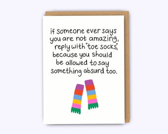 Funny birthday card, toe socks, funny anniversary card, better together, funny boyfriend birthday card, greeting card, girlfriend, love card