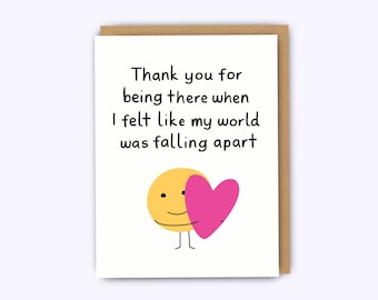 Thank you card, for being there card, friendship card, cute thank you card