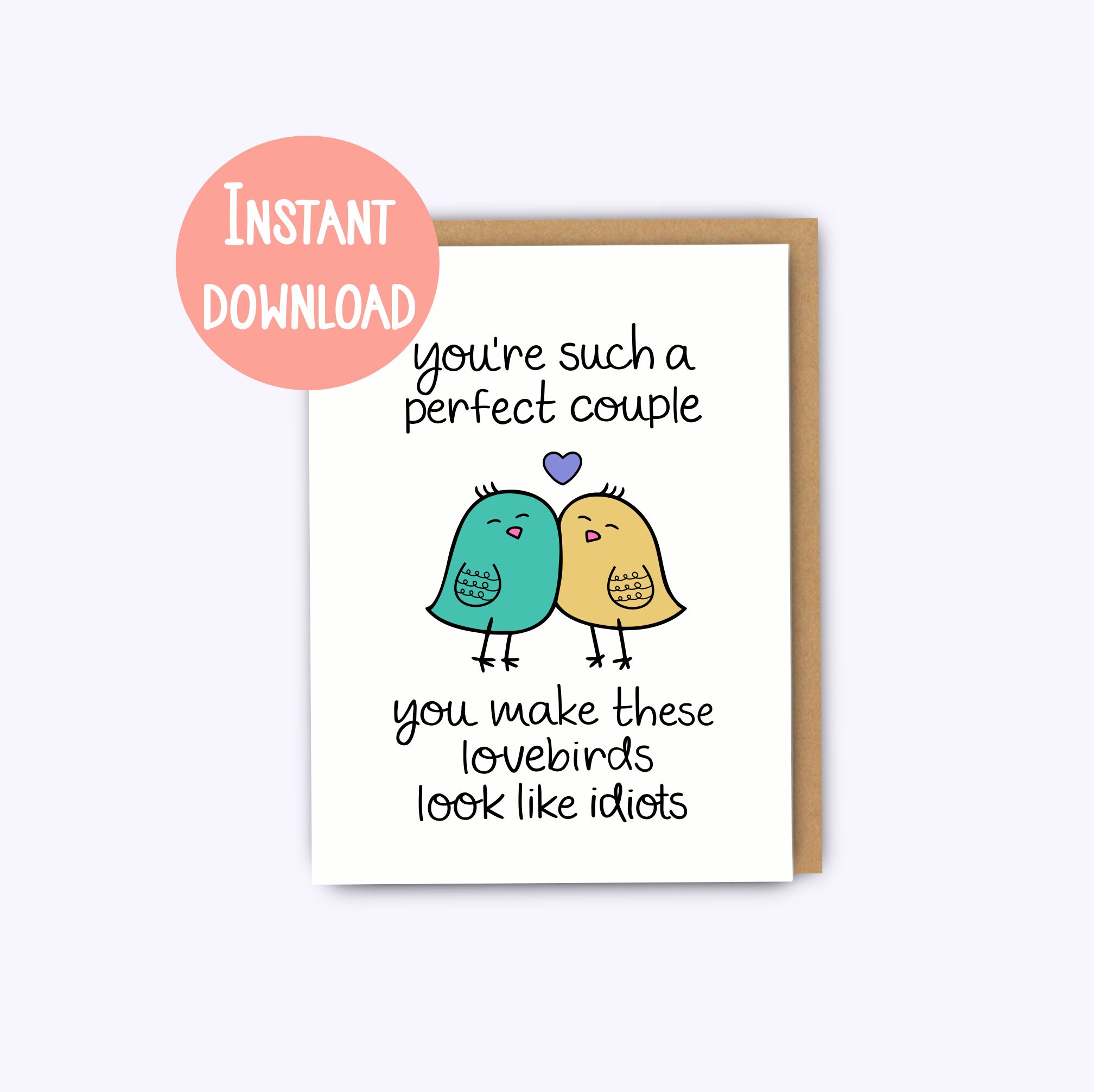 Printable Card Funny Wedding Card Lovebirds Wedding Card - Etsy