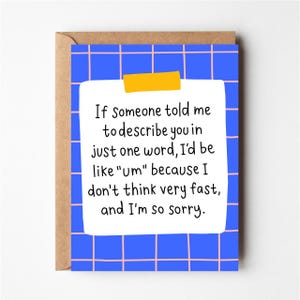 Describe you, Funny birthday card, love card, funny anniversary card, congrats card, funny boyfriend birthday card, friendship card