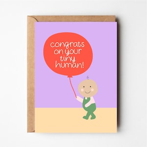 Linda tarjeta para bebé, pequeño humano, tarjeta para bebé recién nacido, tarjeta de felicitaciones para bebé, felicitaciones, tarjeta para bebé, felicitaciones bebé