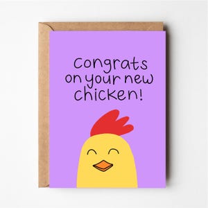 Nouvelle carte de poulet, carte de félicitations, nouvelle carte d'animal de compagnie, carte de poulet drôle, carte de bébé poulet, cartes de voeux, cartes