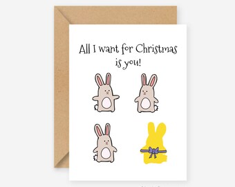 Funny christmas card, all I want for christmas, christmas card pack, funny card, christmas card husband, christmas card funny, greeting card