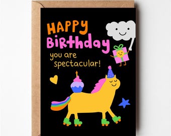 You are spectacular, kids birthday card, Funny birthday card, pony, funny kids birthday card, greeting cards, funny card