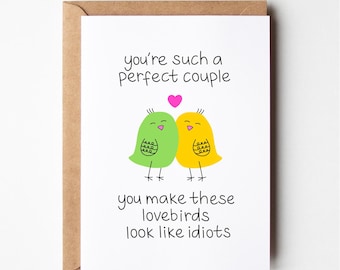 Funny wedding card, love birds, wedding card, funny engagement card, parents anniversary card, friends anniversary card, wedding, engagement