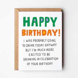 Lustige Geburtstagskarte, Trinkkarte, lustige Geburtstagskarte Freund, Freundin Geburtstagskarte, Freund Geburtstag, Grußkarte, Bff Karte, Karten