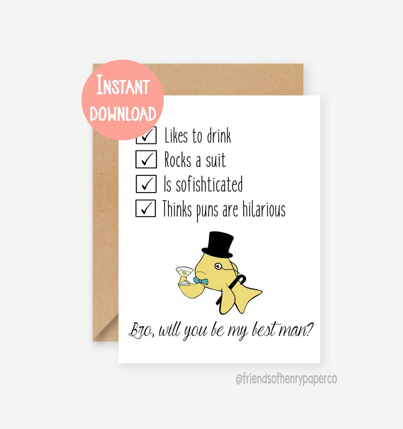 Printable Card Best Man Card Best Man Proposal Card Funny - Etsy