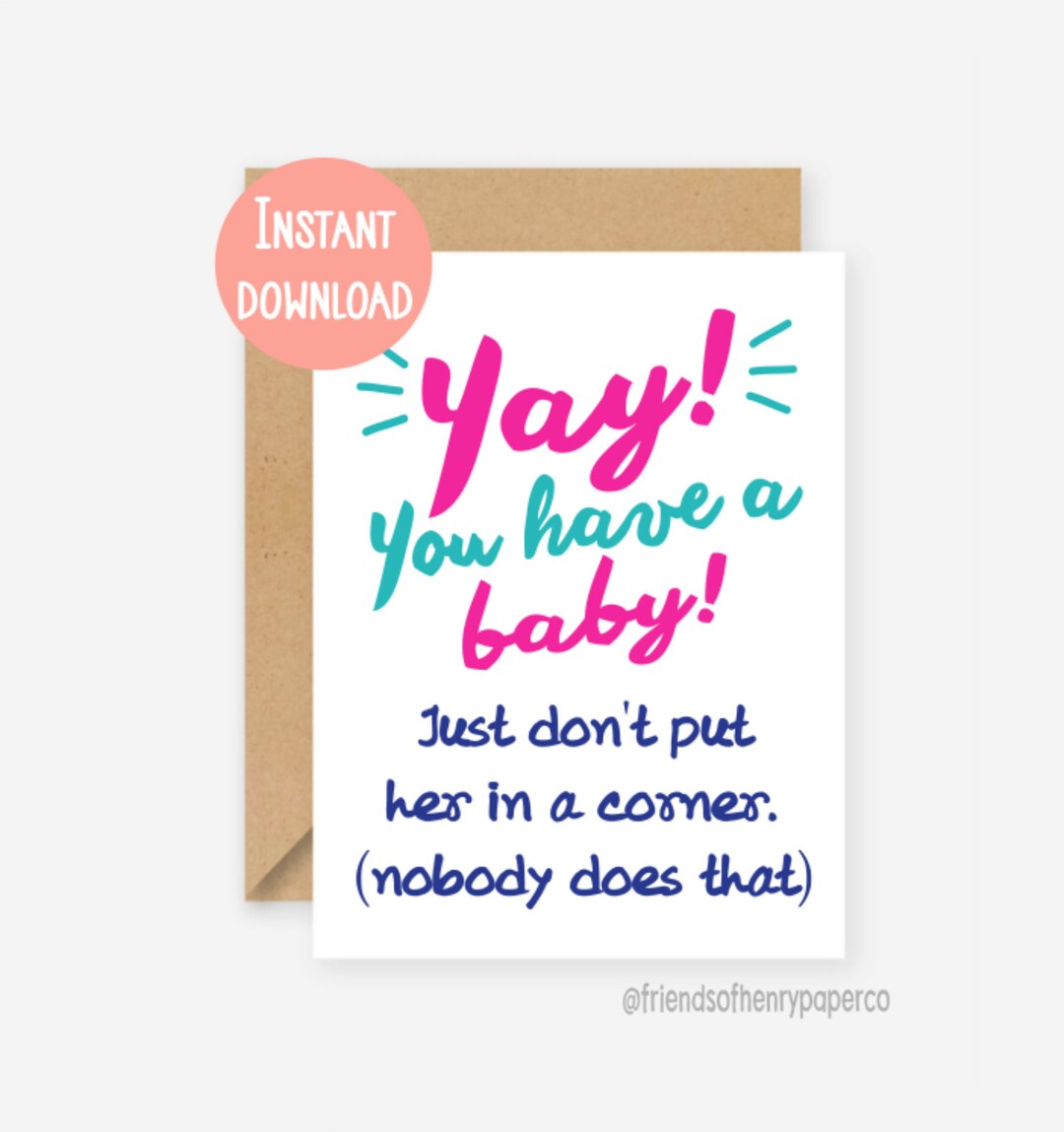 Printable Baby Card Funny Baby Card Baby Congratulations Etsy