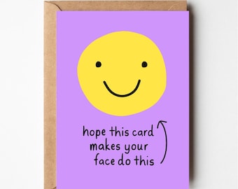 Funny birthday card, smiley face card, funny anniversary card, cheer up card, funny boyfriend birthday card, greeting cards, funny bff card