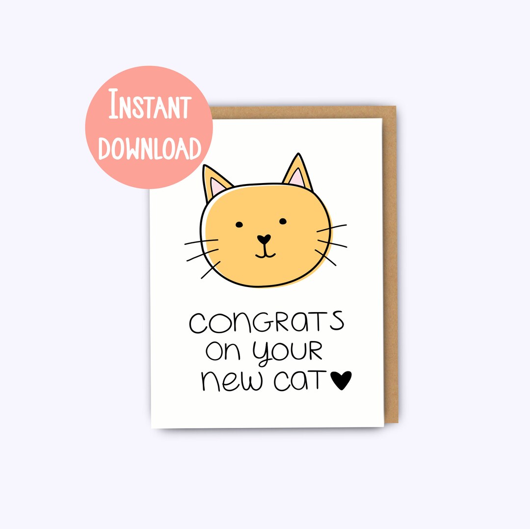 Printable Card New Cat Card Kitten Card Congrats Card Etsy