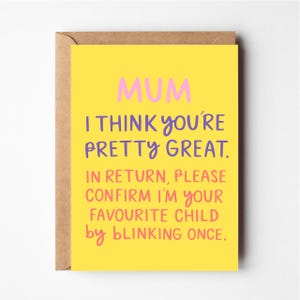 Tarjeta de cumpleaños divertida para mamá, tarjeta para mamá, tarjeta de felicitación divertida, tarjeta de Navidad para mamá, tarjeta para el hijo favorito, tarjeta del día de la madre, tarjeta de cumpleaños para mamá, tarjetas