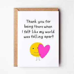 Thank you card, for being there card, friendship card, cute thank you card