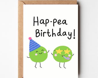 Cute birthday card, funny peas card, happy birthday pun card, funny boyfriend birthday card, greeting cards, girlfriend, funny bff card
