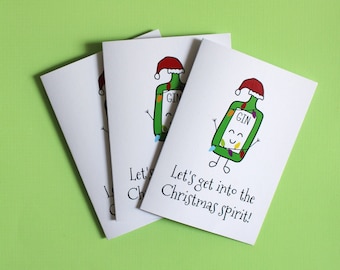 Pack of 3 christmas cards, christmas spirit, christmas card pack, funny christmas cards, drinking christmas card, greeting cards, value pack