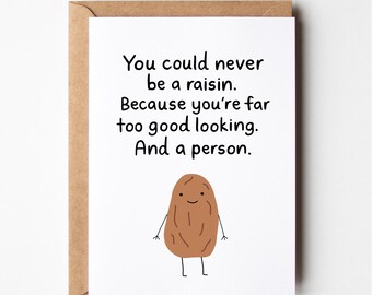 Tarjeta de cumpleaños divertida, Raisin, tarjeta de aniversario divertida, mejor juntos, tarjeta de cumpleaños divertida para novio, tarjetas de felicitación, novia, mejor amiga divertida