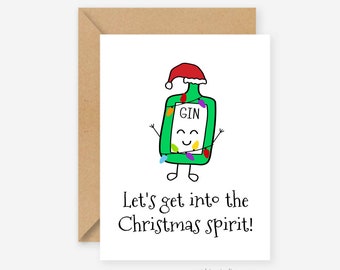 Funny christmas card, gin card, christmas card pack, funny cards, christmas card husband, christmas cards funny, boyfriend, greeting cards