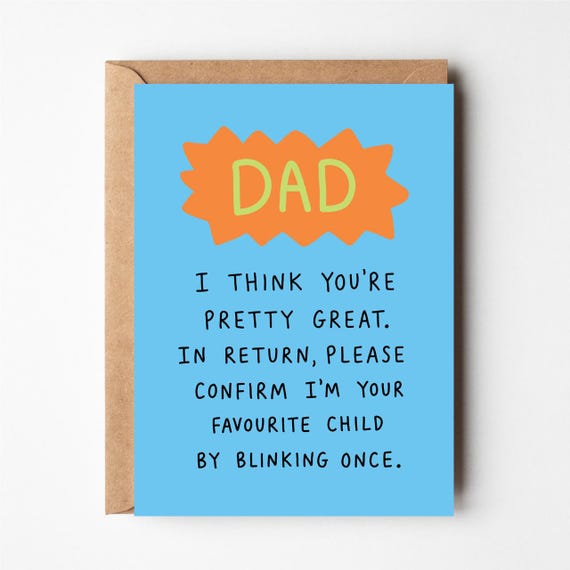 Funny dad card, dad christmas, favourite child card, dad gifts, cards, fathers day card, funny dad birthday card, father birthday card, love