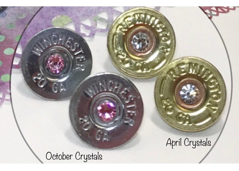 Shotgun Shell 20 Gauge Stud Earrings , Womens Jewelry Gifts , Crystal Birthstone Jewelry image 7