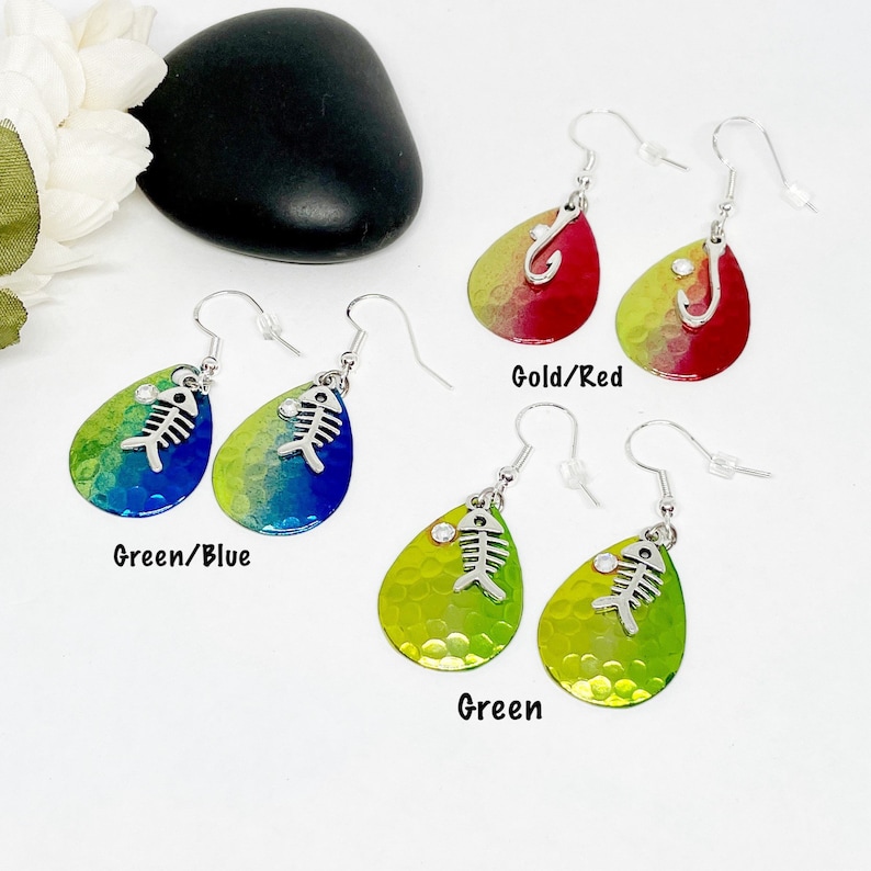 Fishing Lure Earrings Catch of the Day With Genuine Crystals Etsy