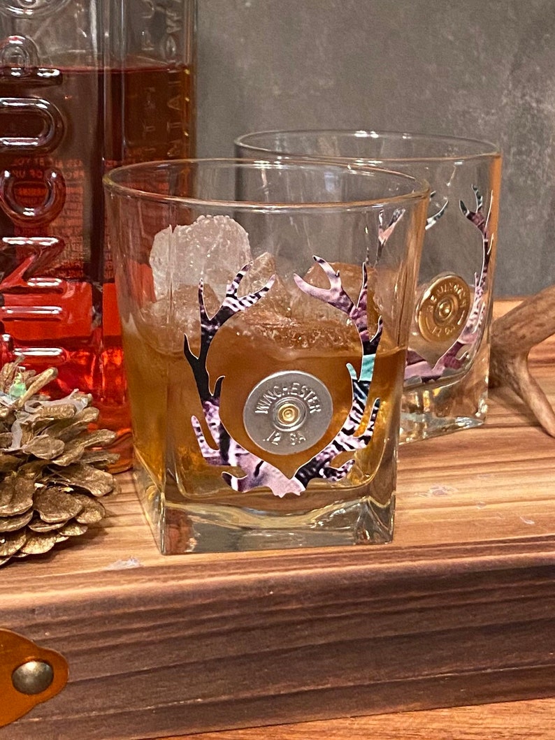 Camo Antler Shotgun Shell Bullet Whiskey Glass in on the Etsy