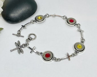 Ammo Bullet Cross Charm Bracelet , Bullet Jewelry , Womens Gifts