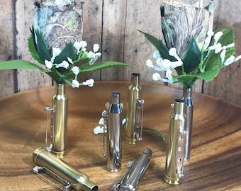 Bullet Boutonnière Brass Or Nickel Options Wrapped in Color Wire , Laser Engraving 223 , 30-06 Flower Not Included