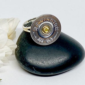 Shotgun Shell 20 Gauge Ring Adjustable In Silver Or Brass , Pink Or Plain Shooting Competition Gift