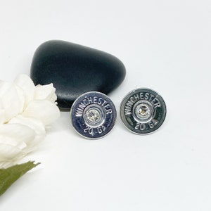 Shotgun Shell 20 Gauge Stud Earrings , Womens Jewelry Gifts , Crystal Birthstone Jewelry W-Nickel