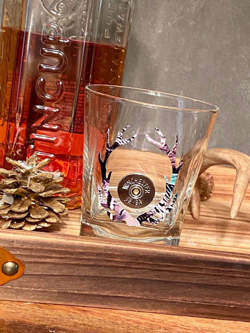 Camo Antler Shotgun Shell Bullet Whiskey Glass in on the Etsy