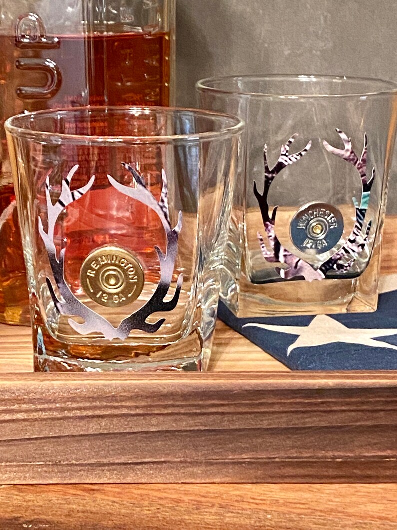 Camo Antler Shotgun Shell Bullet Whiskey Glass in on the Etsy