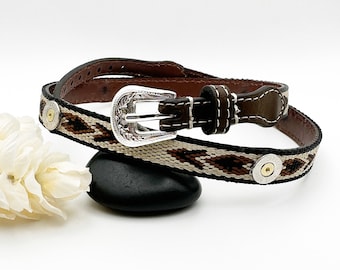 Mens Custom Bullet Western Leather Hat Band , Fathers Day Gift , Bullet Jewelry, Ammo Jewelry , 30-06 Bullets ,  Aztec Design