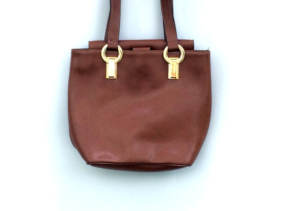 90's IACUCCI Vintage Leather Handbag • Brown Shou
