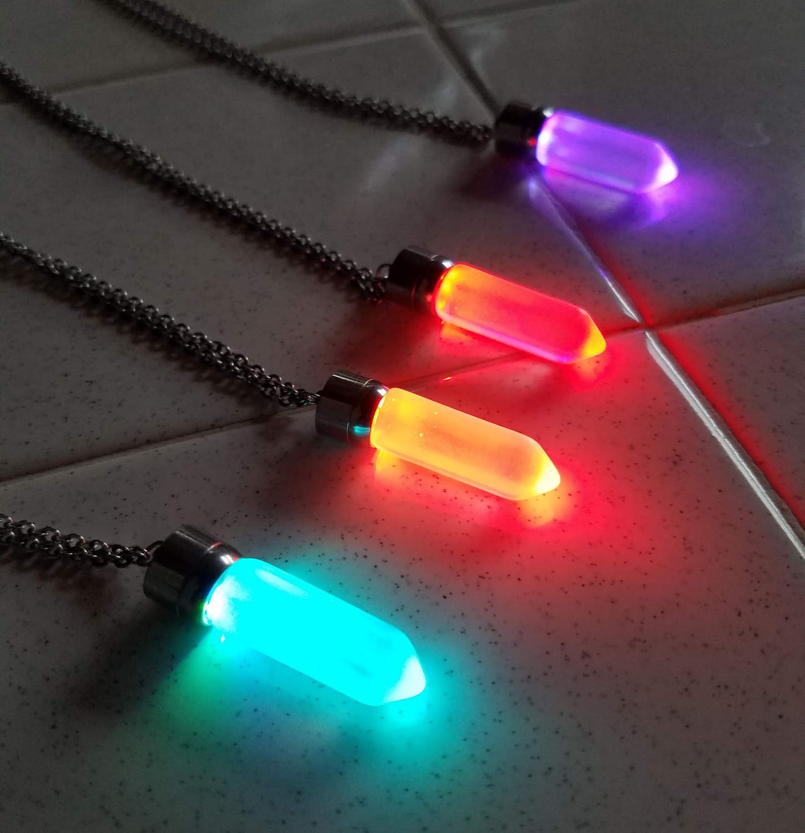 LED Light up Crystal Pendant Necklace Glow crystal jewelry Etsy