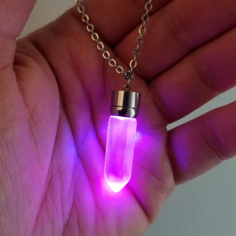 LED Light up Crystal Pendant Necklace Glow crystal jewelry Etsy