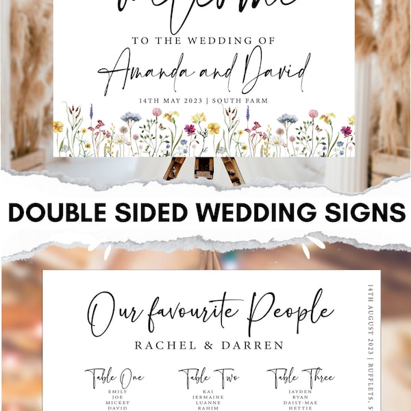 Double Sided Printed Wedding Signs for ANY shop design- table plan, order of the day, welcome sign, seating plan-printed board, A1 A2