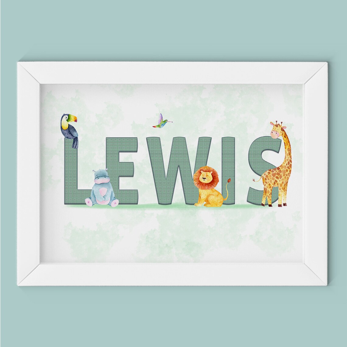 Personalised Jungle Name Print Jungle Safari Animal Nursery Etsy UK
