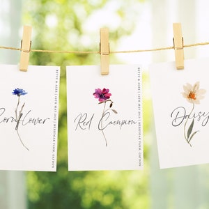 Wedding Table Number Cards - wildflower flower meadow country kitchen design  -Ivory, white- country wedding - Table names/table plan