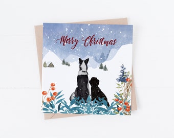 Pack Dog Personalised Christmas Card. Handmade Christmas Cards. Your dog breeds. Labrador, Jack Russell, Collie, Sheepdog, Pointer  Dog card