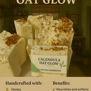 Calendula Oatmeal Soap – Handmade Goat Milk Soap for Sensitive & Dry Skin | Bustan Husna