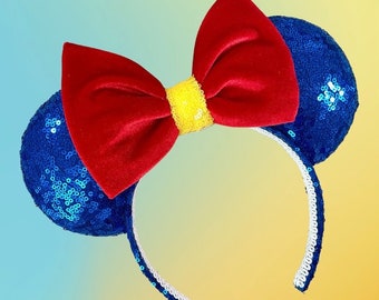 Forest Princess Mouse Ears, Blue Sequin Mickey Ears, Red Velvet Minnie Ears, Sparkly Ears, Yellow Ears, Sequin Ears, Womens Adult Ears