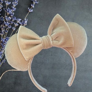 Champagne Neutral Velvet Ears, Light Brown Beige Minnie Ears, Fall Mickey Ears