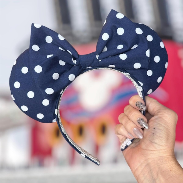 Diadema con orejas de Minnie Mouse de lunares azul marino