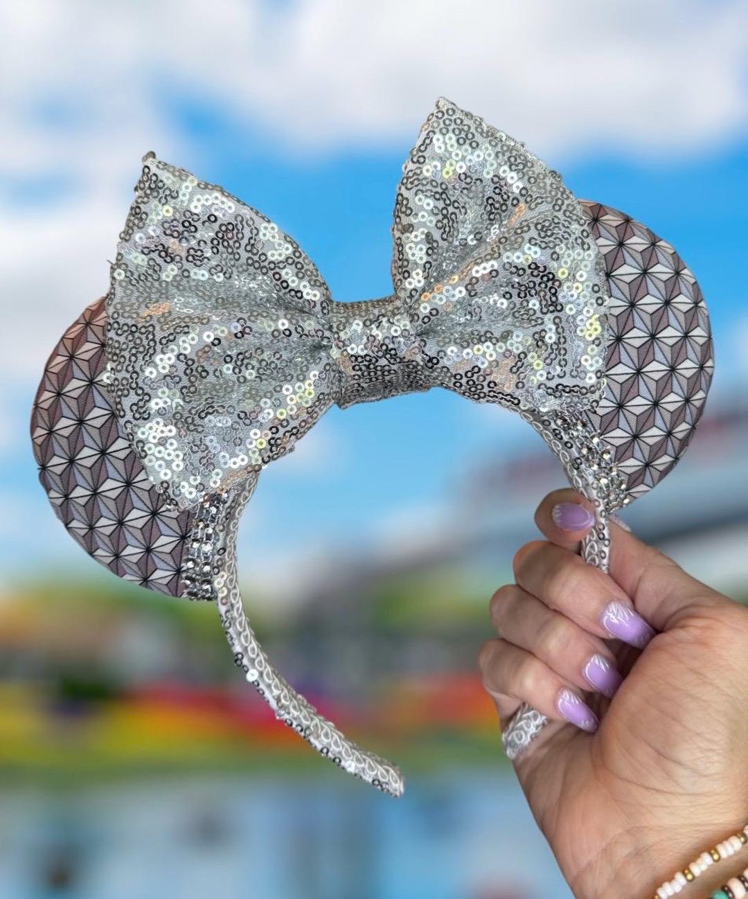 Spaceship Earth Minnie Ears, Epcot Mickey Ear Headband 