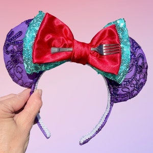 Mermaid Princess Couture Mouse Ears, Purple Ears, Lace Ears, Flower and Garden Ears, Fancy Ears, Red Ears, Teal Ears, Floral Ears Add Fork