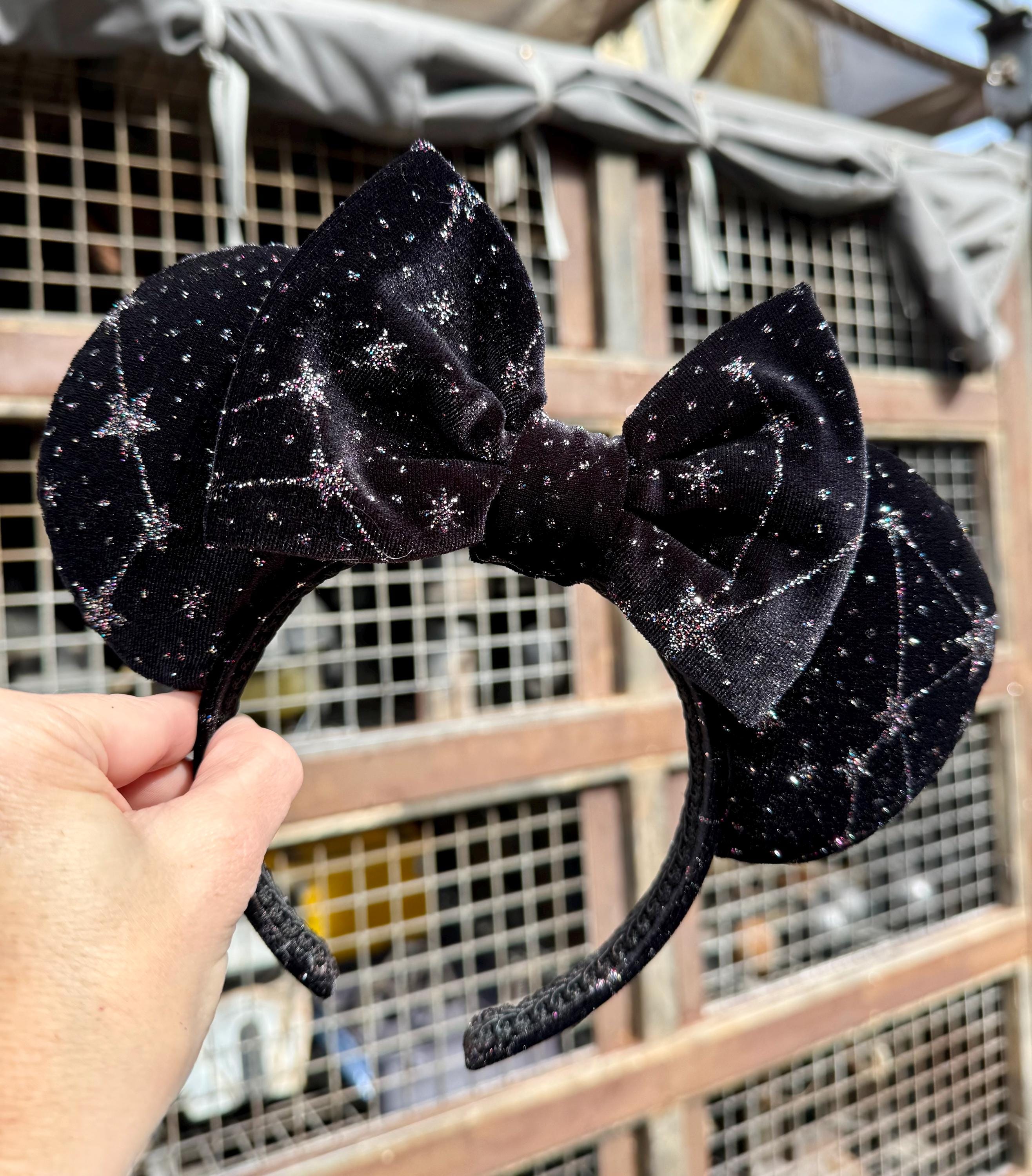 Star Wars Black Velvet Ears, Black Silver Minnie Ears, Galaxy's Edge Mickey Ears, Black Velvet Disney Ears