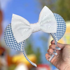 Miu Miu Blue Gingham Wide Headband stevie-gingham-beaded-headband  main image 4