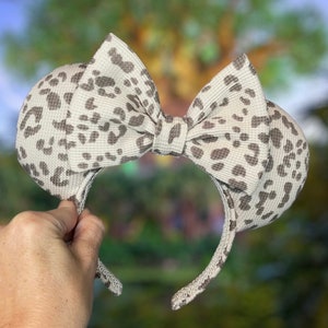 Neutral Tan Brown Leopard Print Ears, Safari Knit Animal Kingdom Minnie Headband