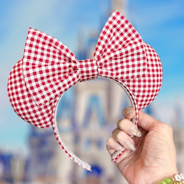 Orejas de Minnie a cuadros vichy rojos