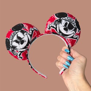 Commande personnalisée : Envoyez votre propre bandana « Soirée pirate » pour la croisière Mickey et Minnie avec oreilles de Minnie - Vous fournissez le bandana No bow